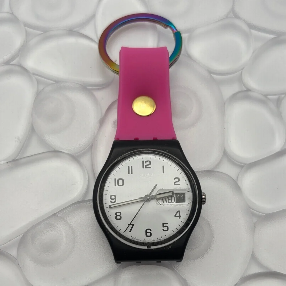 Pink & Rainbow Swatch Keychain - fits Gent Swatch watch
